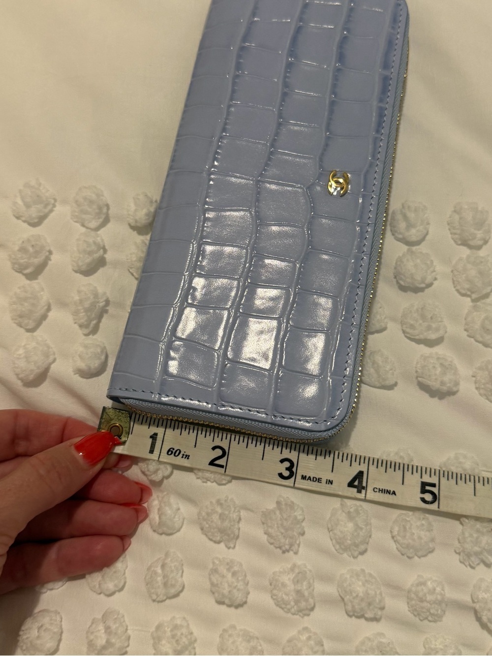 CHANEL Croc Embossed Zip Around Long Wallet Lilac Lavender Brand New with Box - Picture 15 of 15